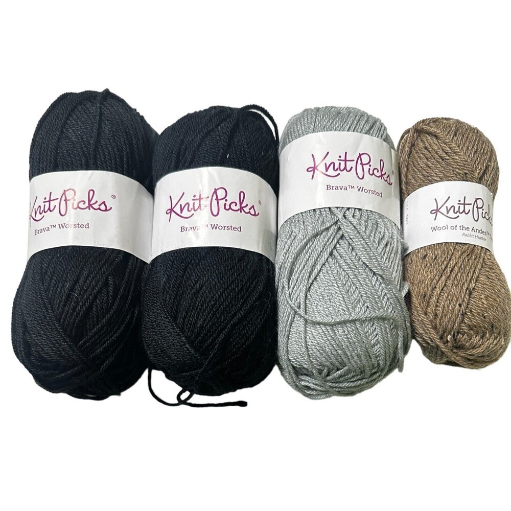Knit Picks 3 Skeins Brava‎ Worsted 1 Skein Wool of the Andes Tweed 3 Colors